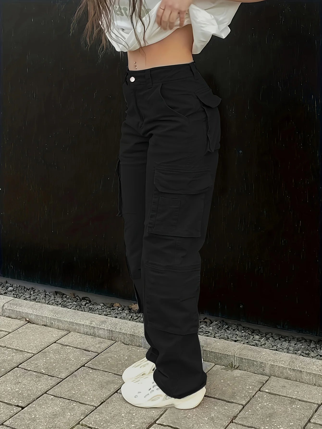 Riley Low Waist Denim Cargo Pants